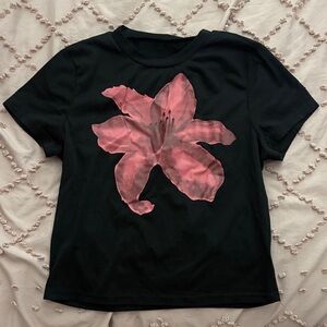 Baby Tee with Pink Flower